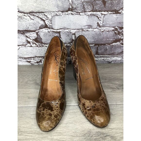 Donald J Pliner Casey Brown Leather Croc Embossed Heels Women’s Sz 7M US/37.5EU - Picture 3 of 16